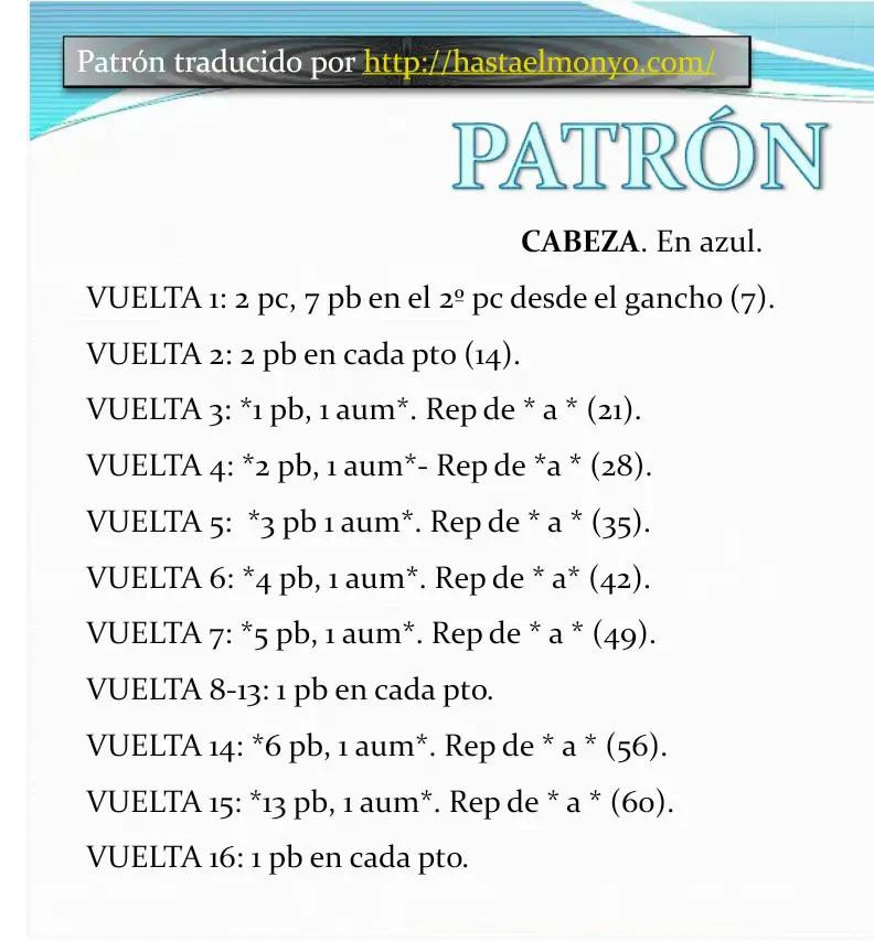 Patrón de Ganchillo para Amigurumi Stitch Azul