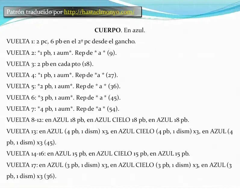 Patrón de Ganchillo para Amigurumi Stitch Azul