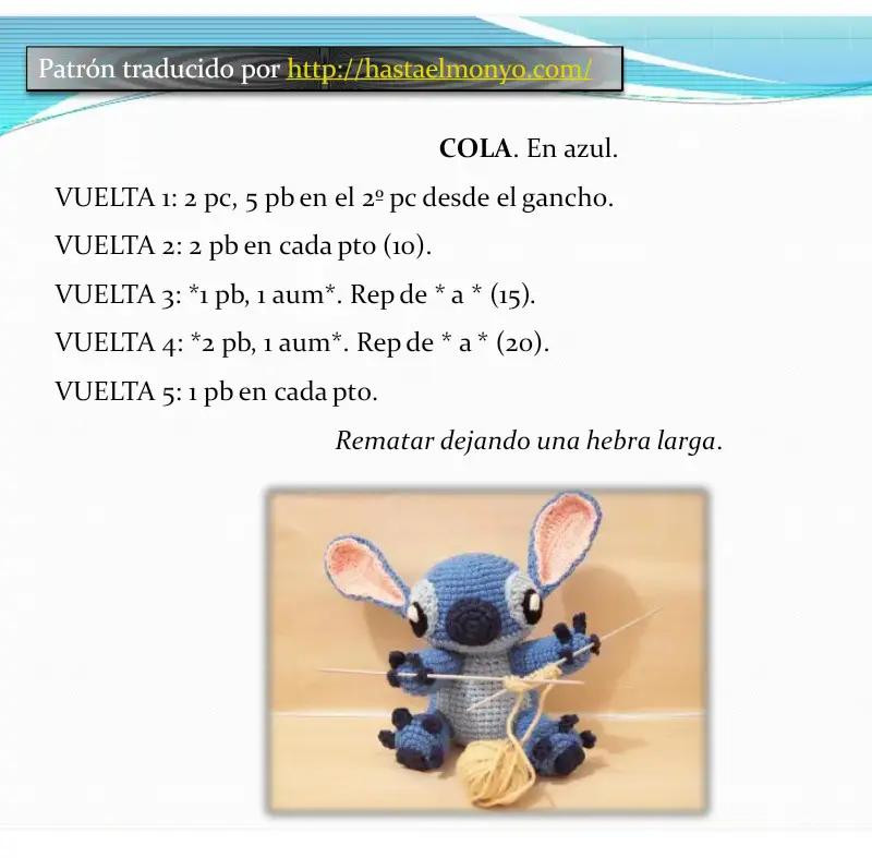 Patrón de Ganchillo para Amigurumi Stitch Azul
