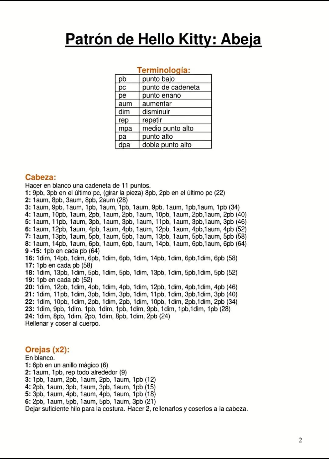 Patrón de ganchillo para búp bê Hello Kitty Abeja