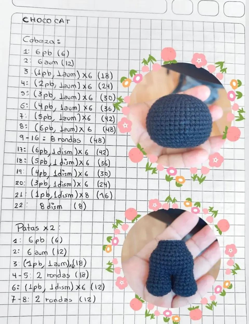 Patrón de ganchillo para Choco Cat: Amigurumi gato negro con orejas amarillas