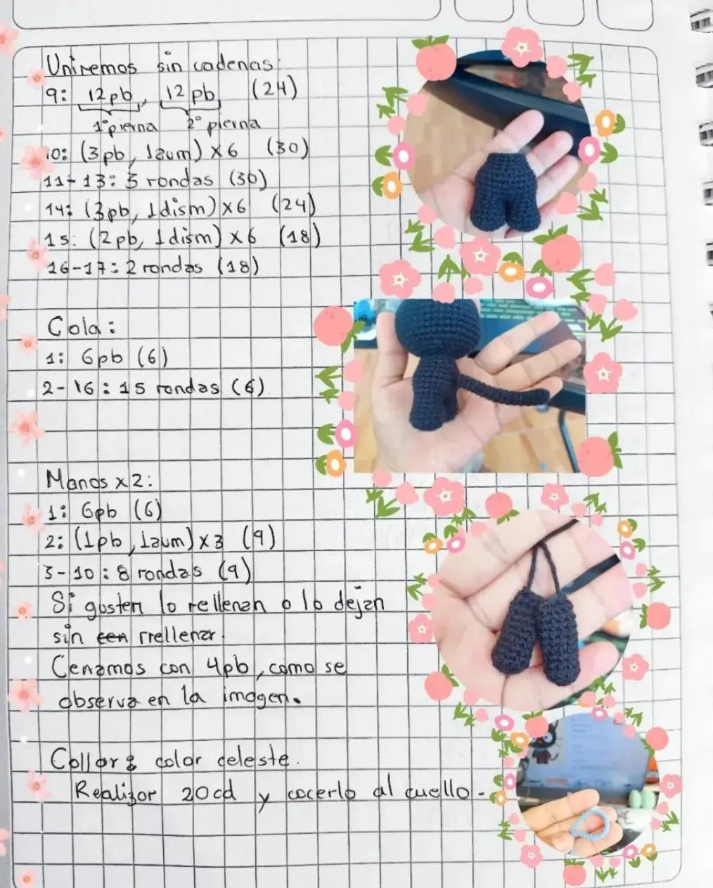 Patrón de ganchillo para Choco Cat: Amigurumi gato negro con orejas amarillas