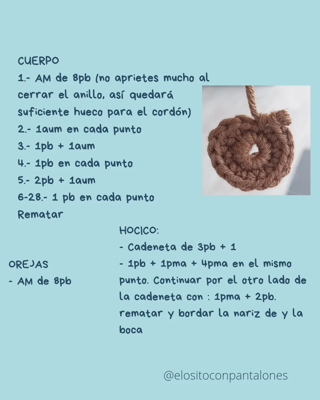 Patrón de Ganchillo para Llavero Osito Marrón Amigurumi