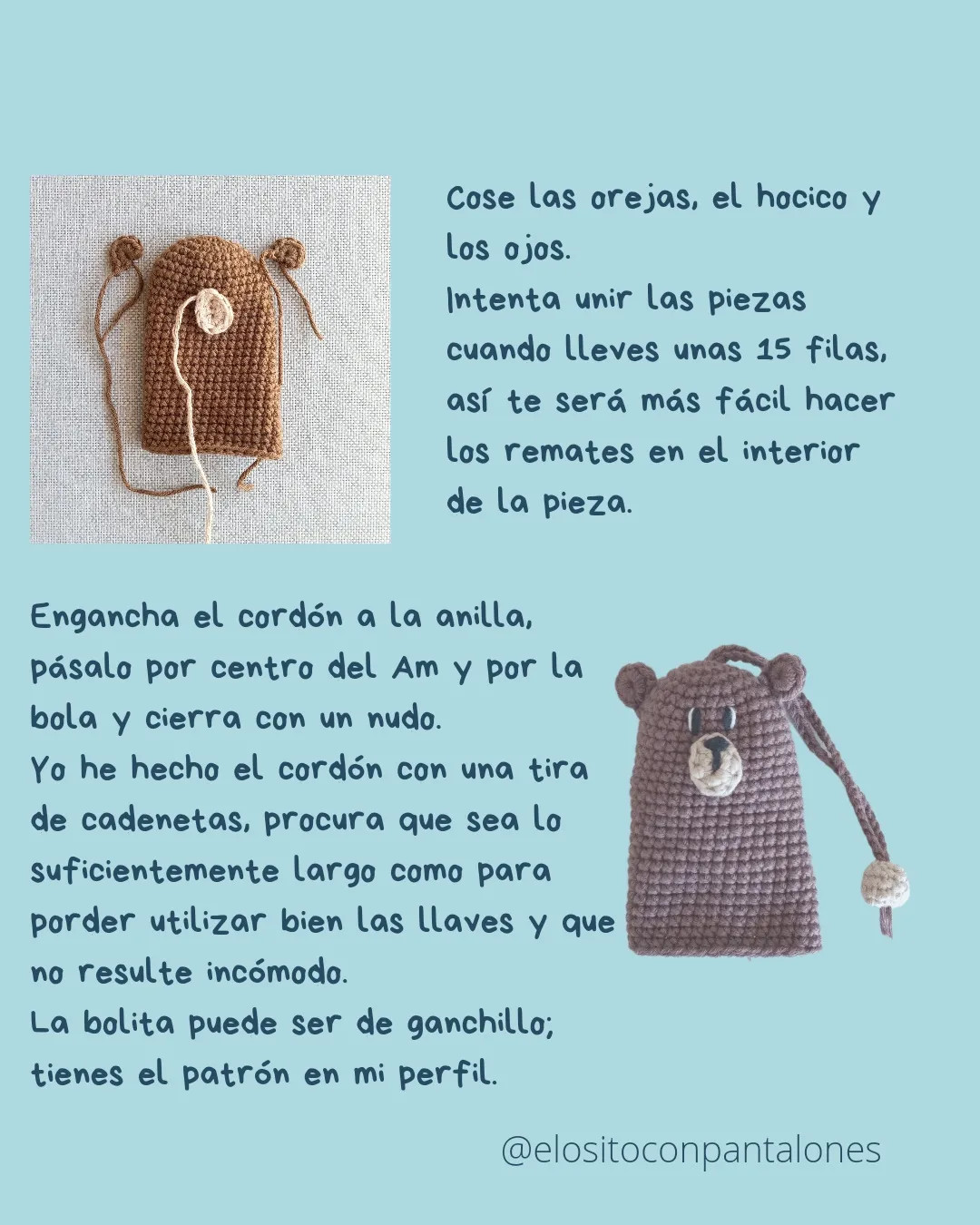 Patrón de Ganchillo para Llavero Osito Marrón Amigurumi