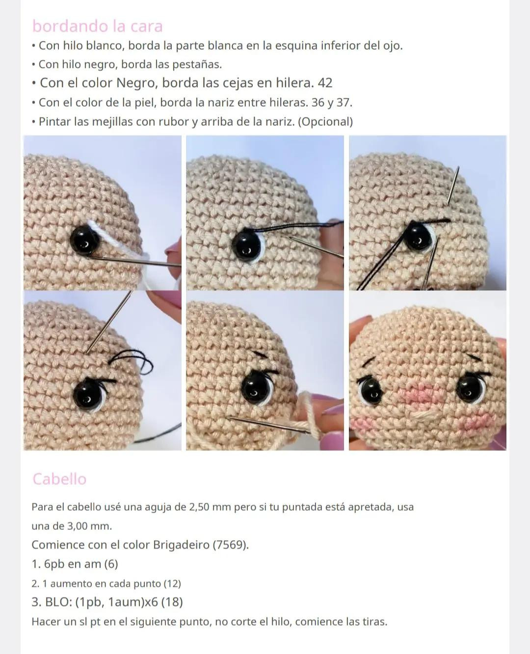 Patrón de ganchillo para muñeca amigurumi con disfraz de Stitch, incluyendo lista de materiales y diagramas paso a paso