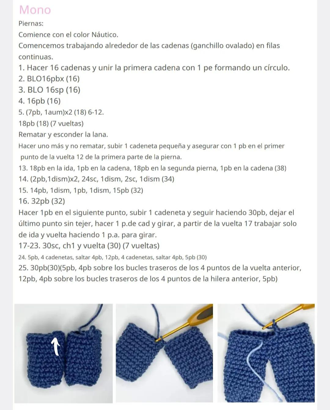 Patrón de ganchillo para muñeca amigurumi con disfraz de Stitch, incluyendo lista de materiales y diagramas paso a paso