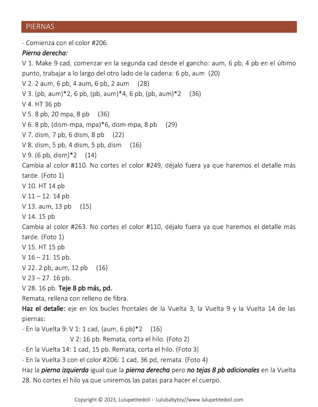 Patrón de ganchillo para muñeca amigurumi Nikki con orejas de ratón y overol rojo