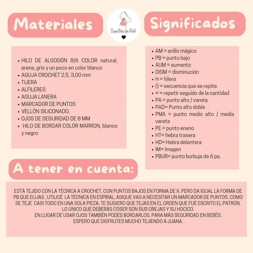 Patrón de ganchillo para oso amigurumi Juana