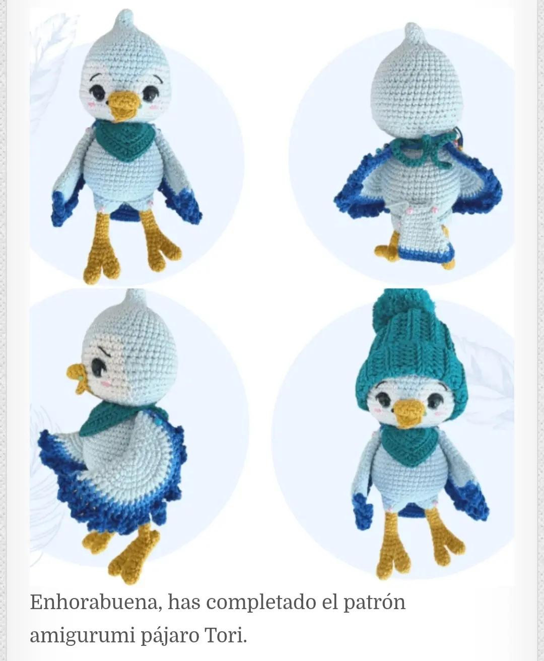 Patrón de Ganchillo para Pájaro Amigurumi con Bufanda y Gorro