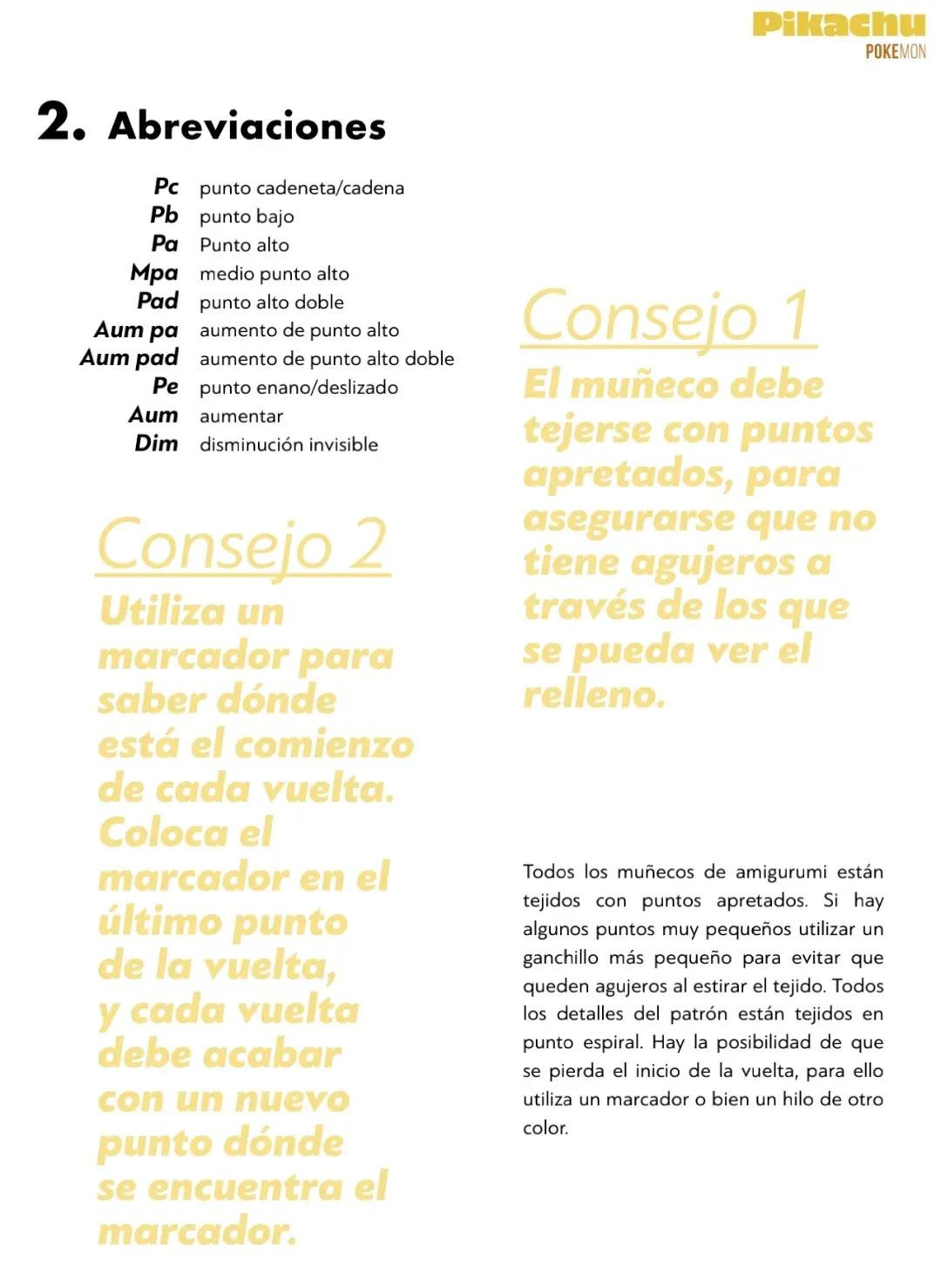 Patrón de ganchillo para Pikachu amarillo de Pokémon