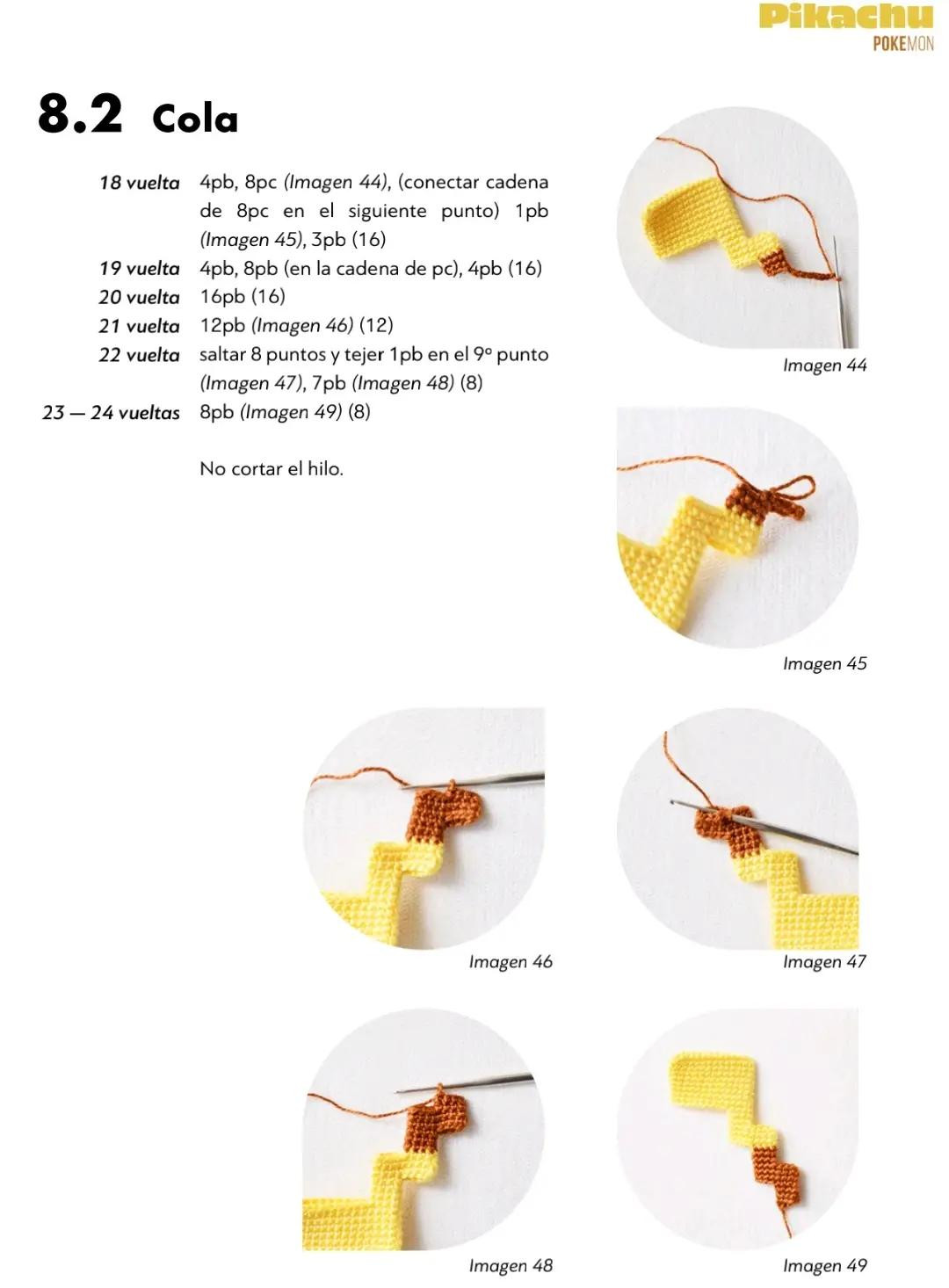 Patrón de ganchillo para Pikachu amarillo de Pokémon