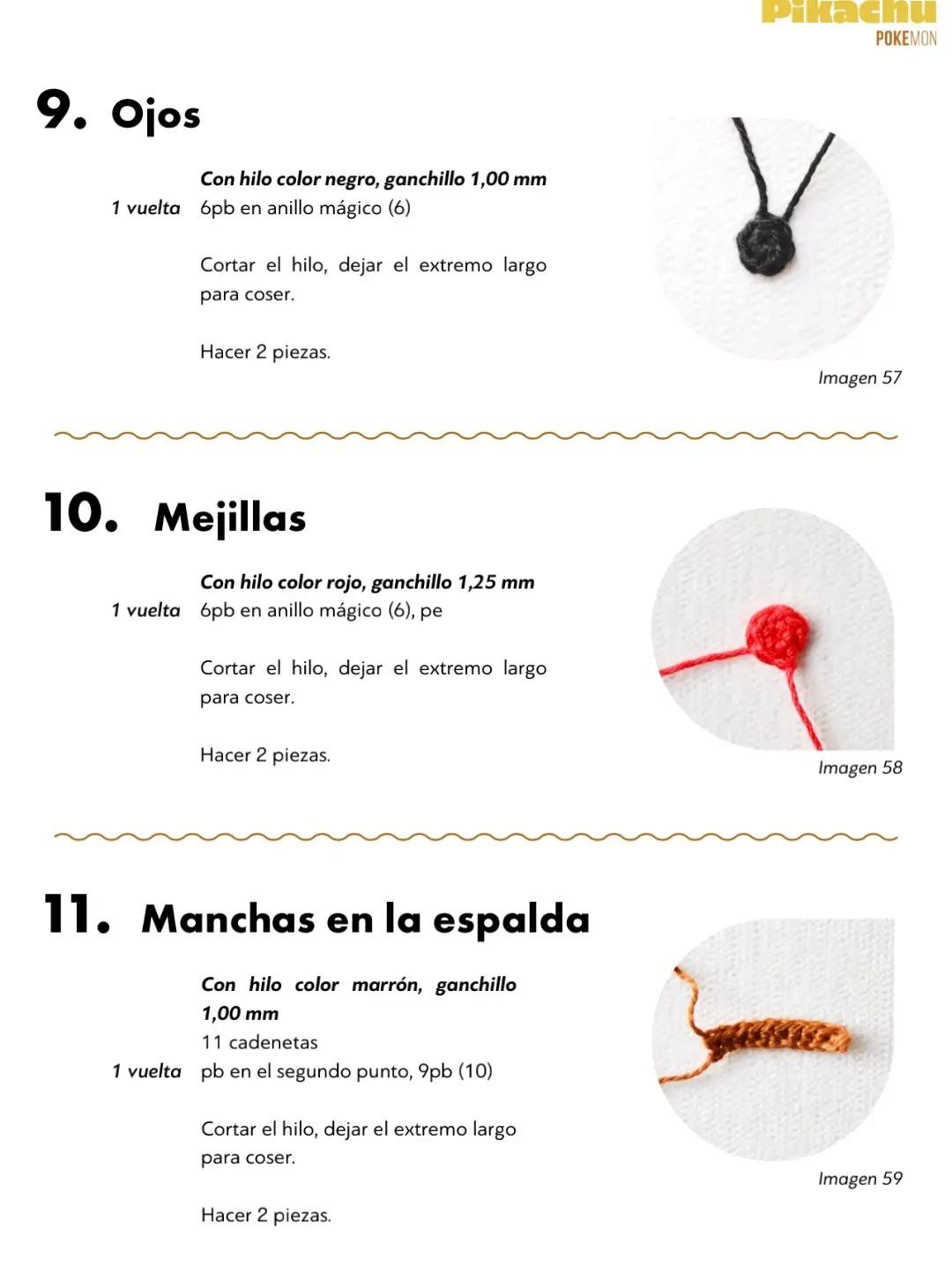 Patrón de ganchillo para Pikachu amarillo de Pokémon