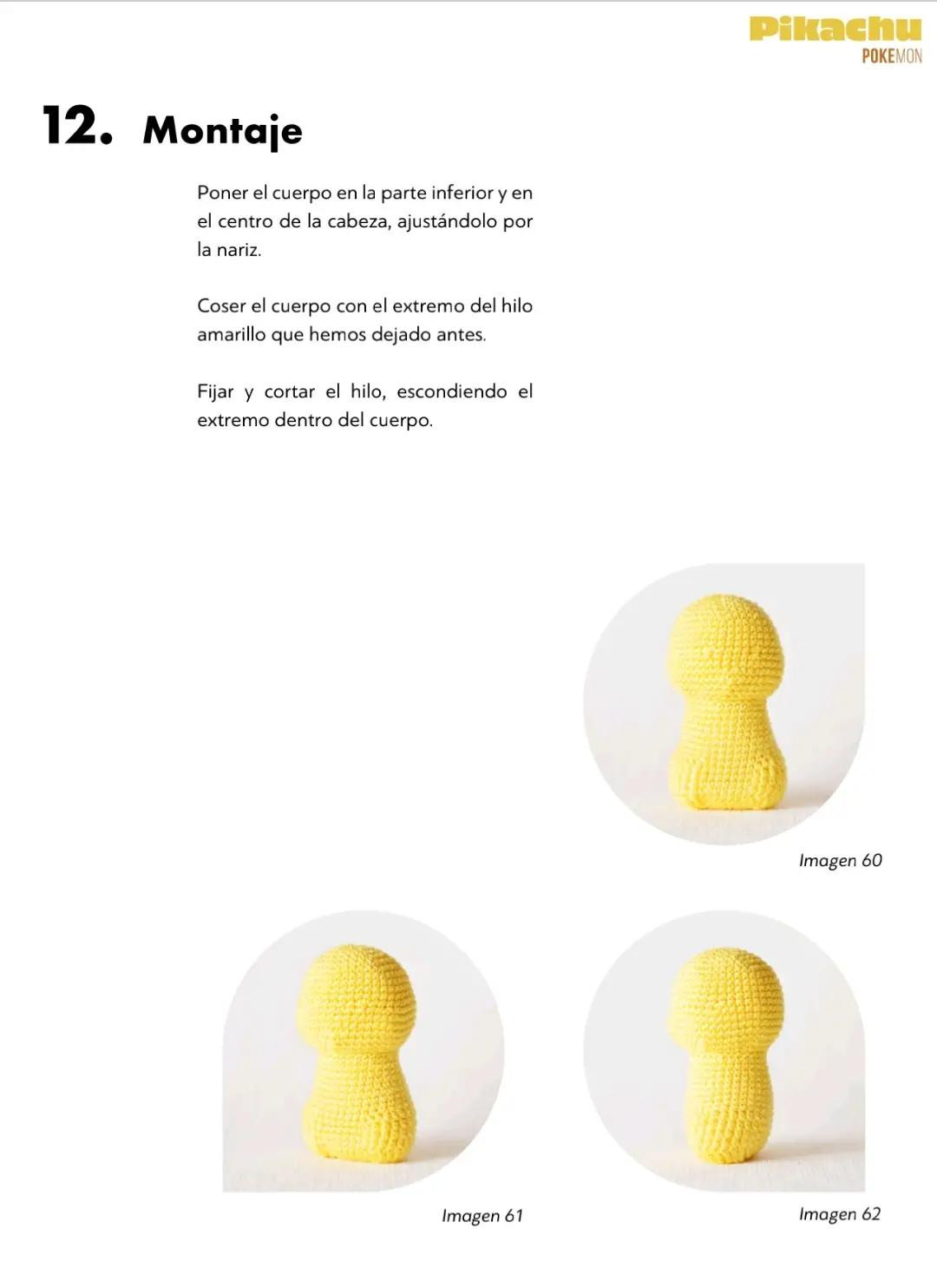 Patrón de ganchillo para Pikachu amarillo de Pokémon