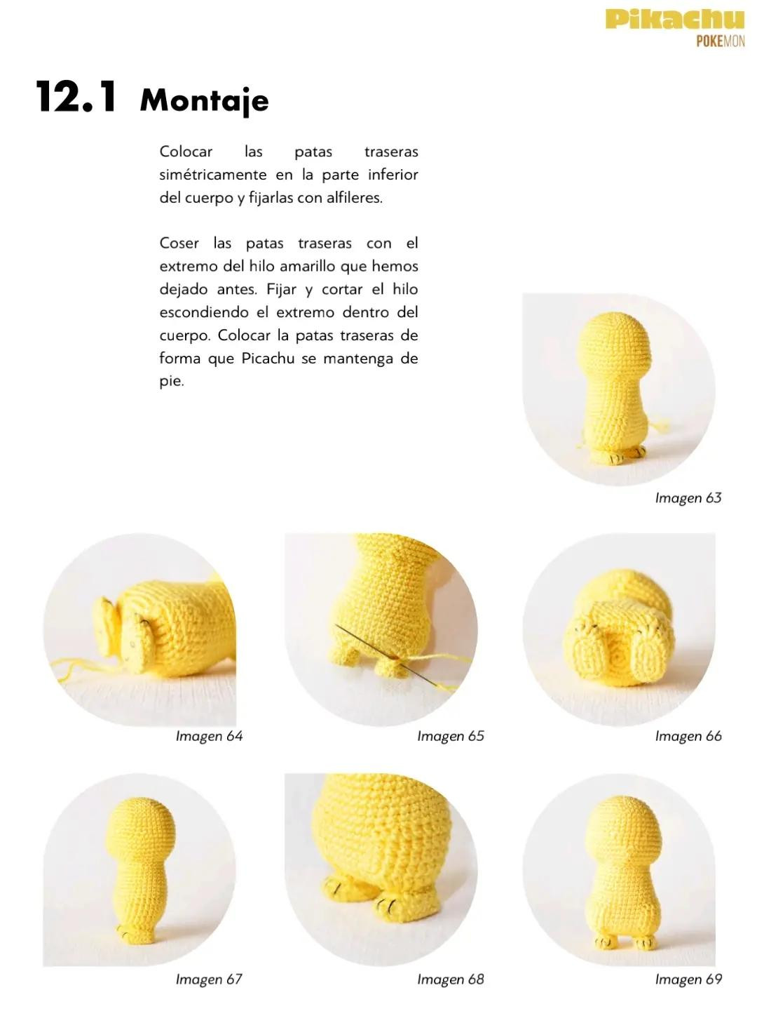 Patrón de ganchillo para Pikachu amarillo de Pokémon