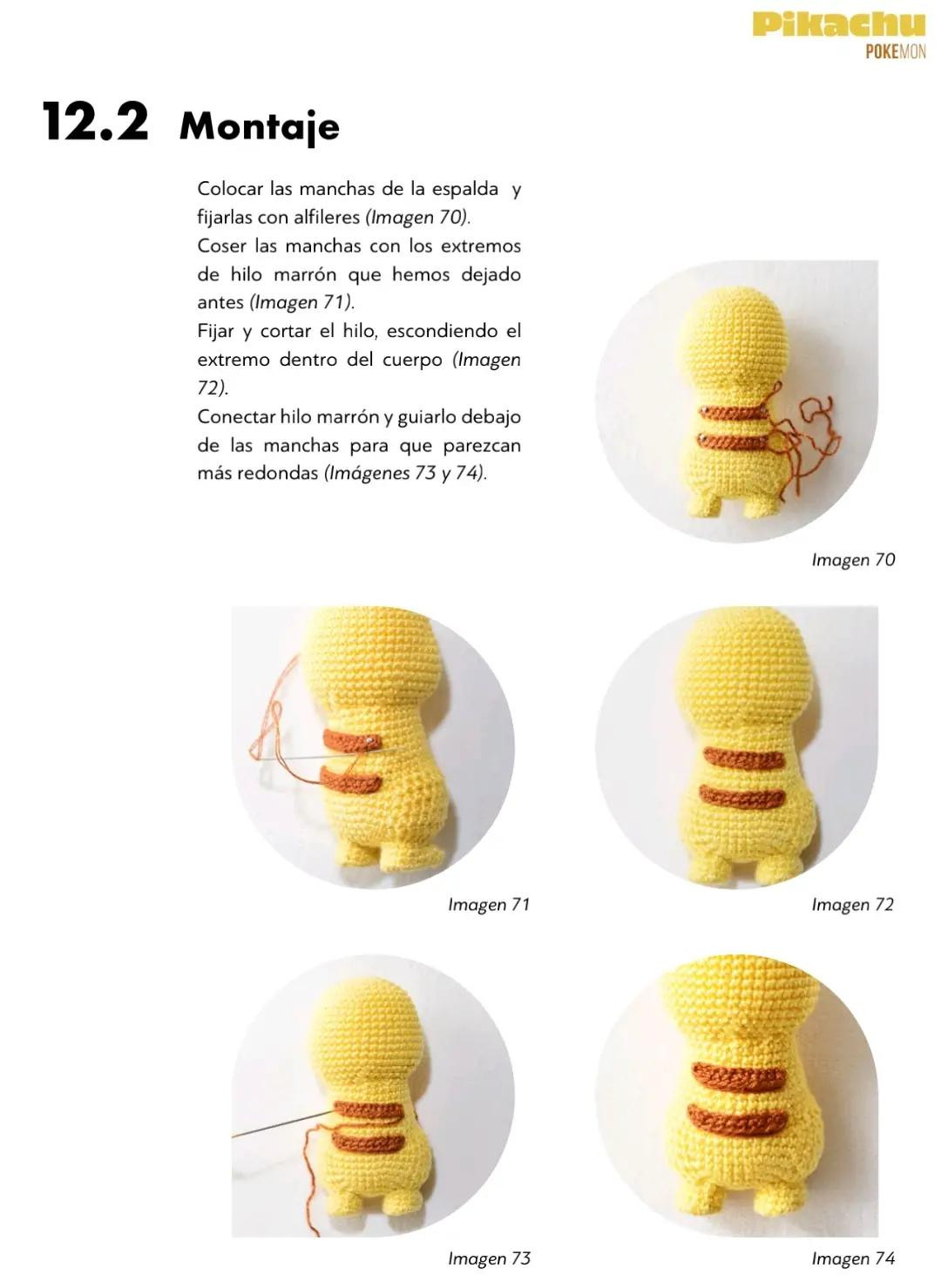 Patrón de ganchillo para Pikachu amarillo de Pokémon