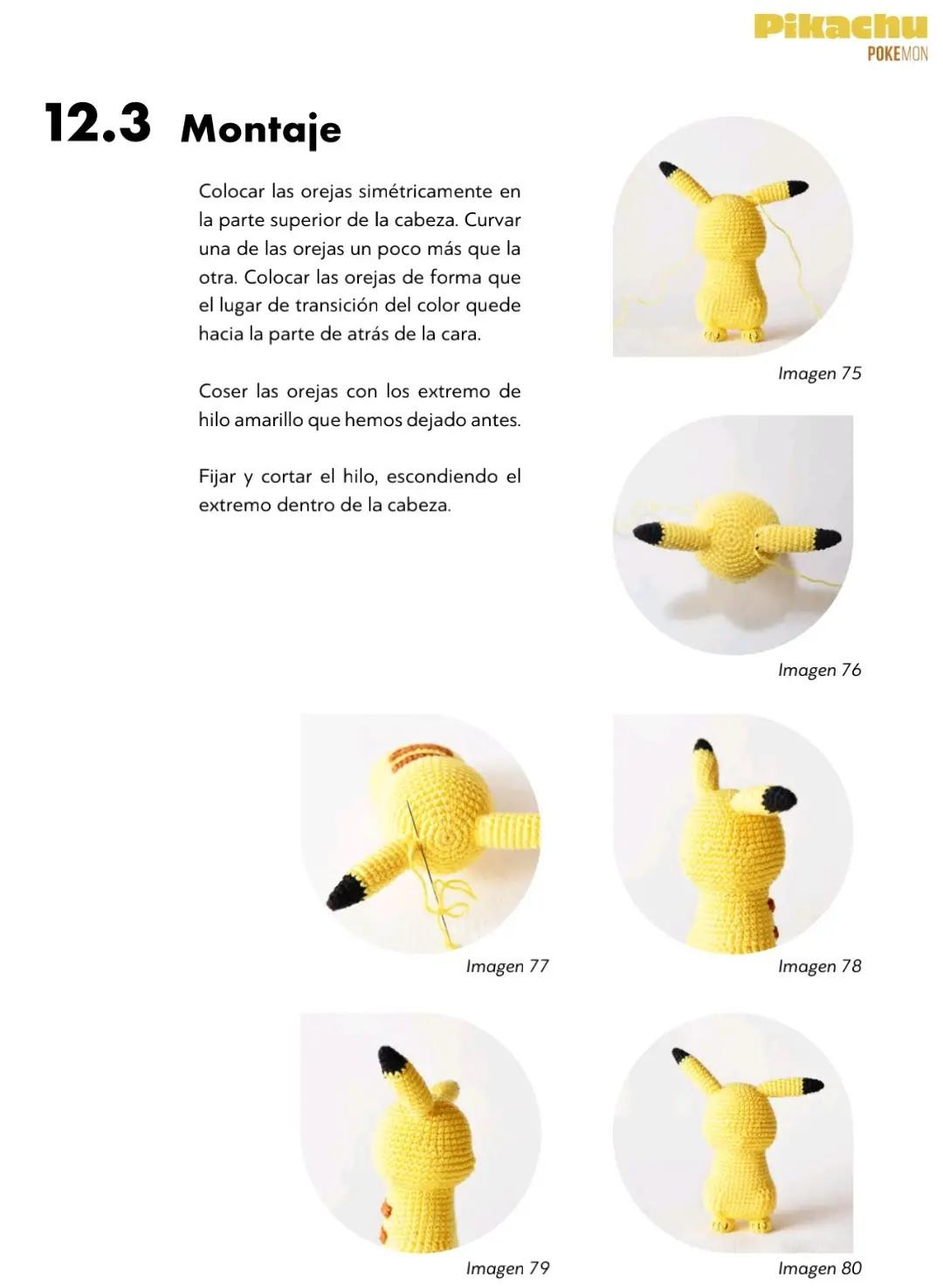 Patrón de ganchillo para Pikachu amarillo de Pokémon