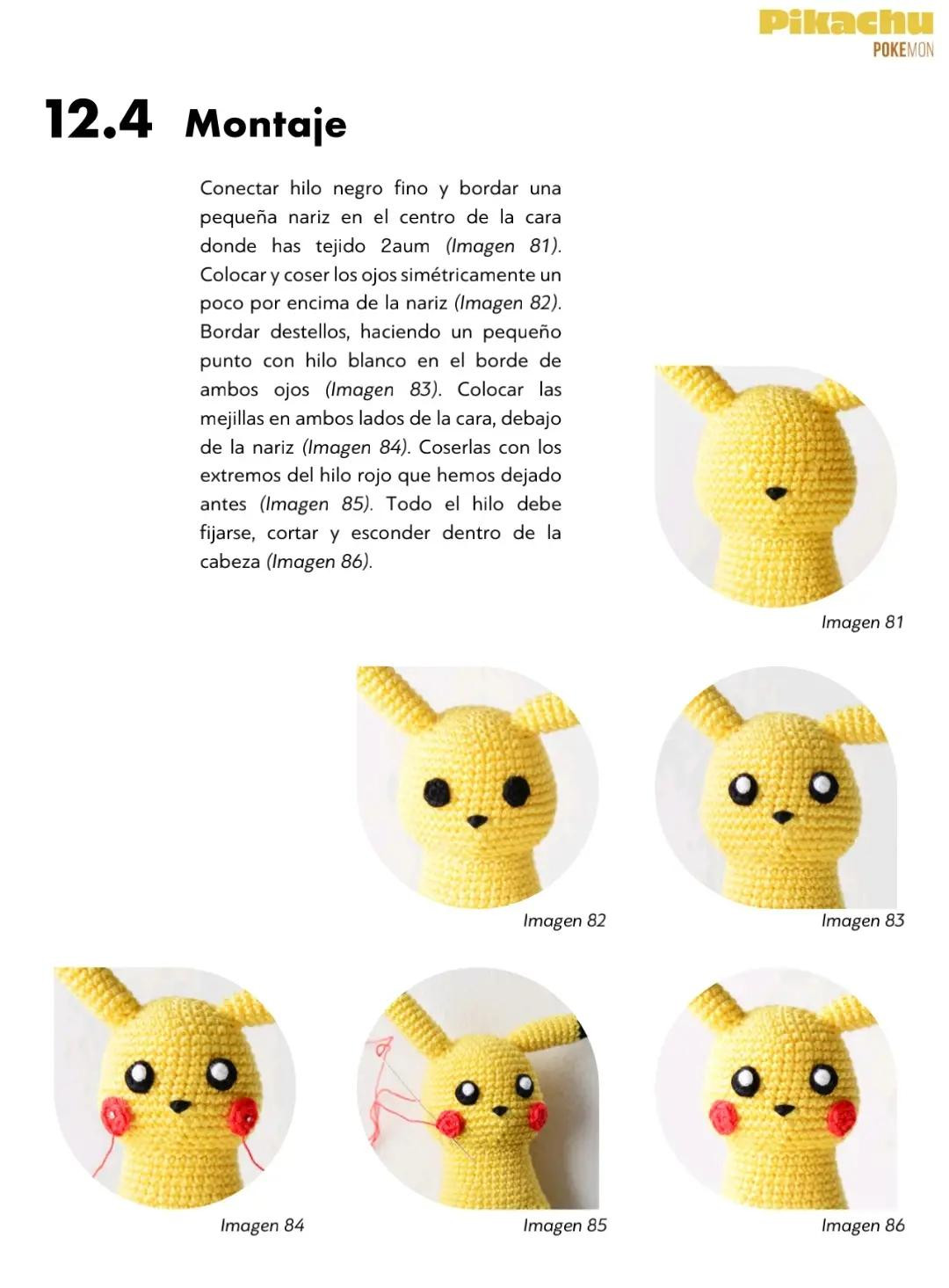 Patrón de ganchillo para Pikachu amarillo de Pokémon