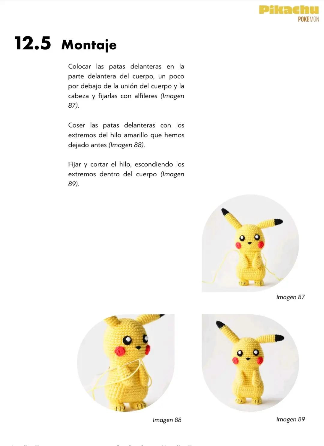 Patrón de ganchillo para Pikachu amarillo de Pokémon