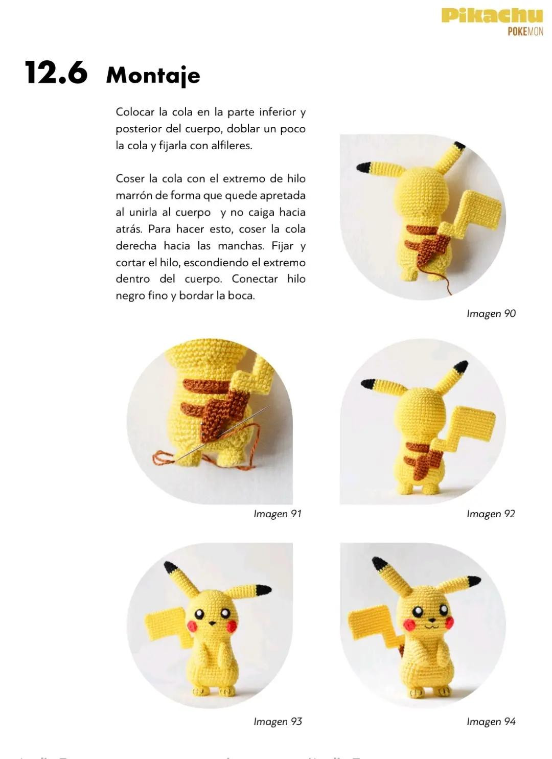 Patrón de ganchillo para Pikachu amarillo de Pokémon