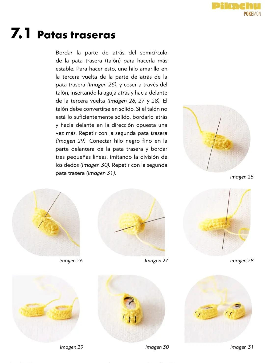 Patrón de ganchillo para Pikachu amarillo de Pokémon