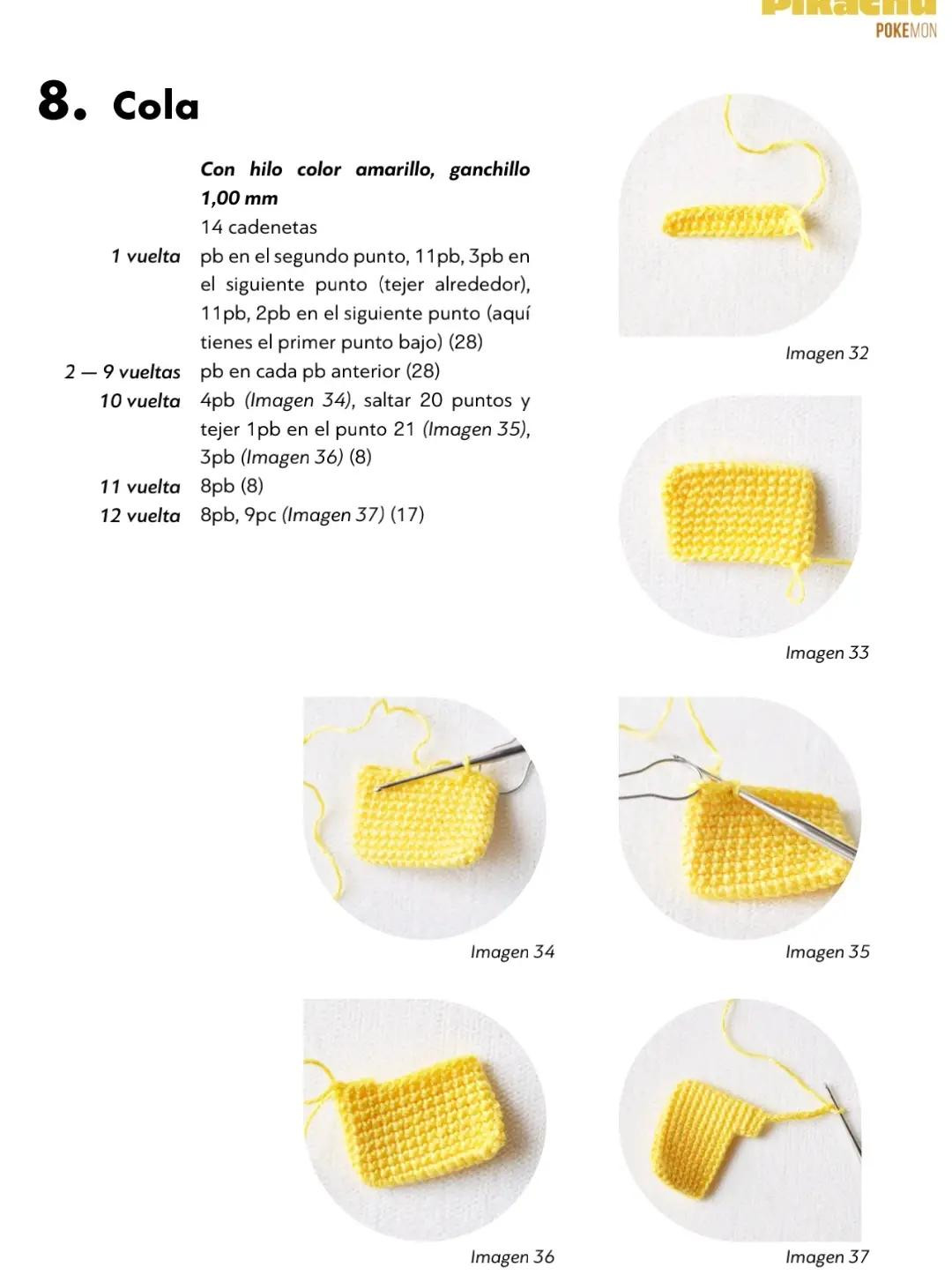 Patrón de ganchillo para Pikachu amarillo de Pokémon