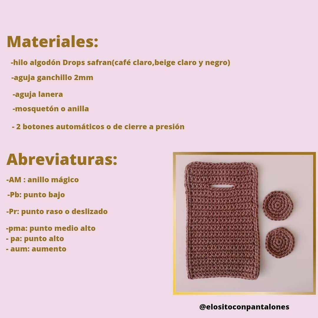 Patrón de Ganchillo para Porta Bolsas Mascota: Diseño Oso Café con Orejas y Hocico Beige
