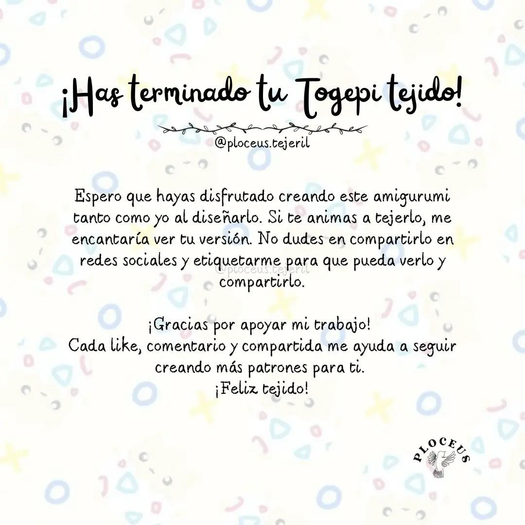 Patrón de Ganchillo Togepi Pokémon Amigurumi