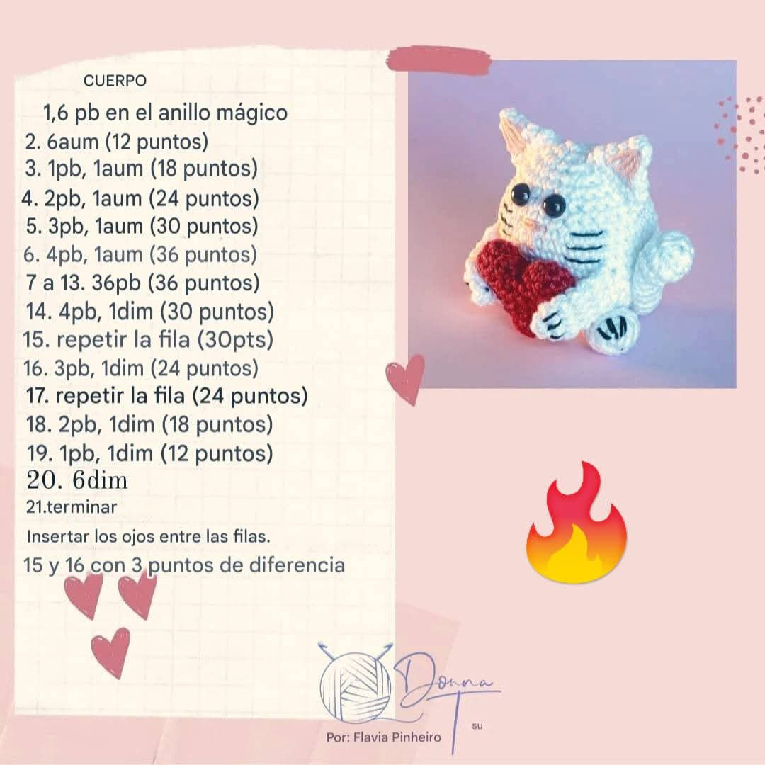 Patrón de gatito de amor gratis