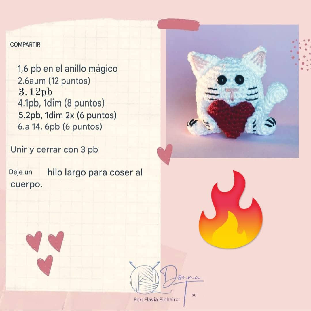 Patrón de gatito de amor gratis