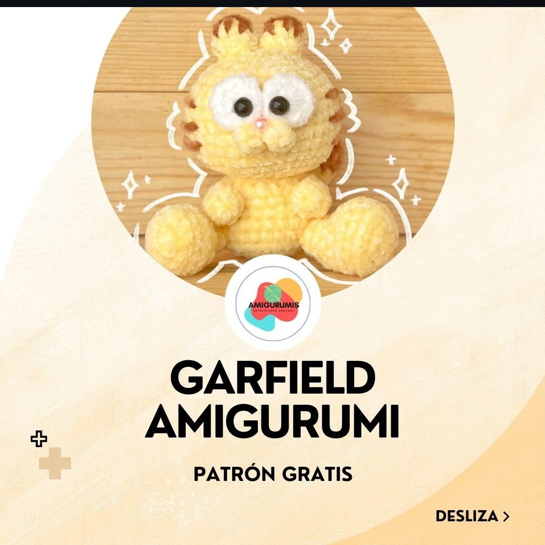 Patrón de Gato Garfield Amigurumi Mochado Amarillo Paso a Paso