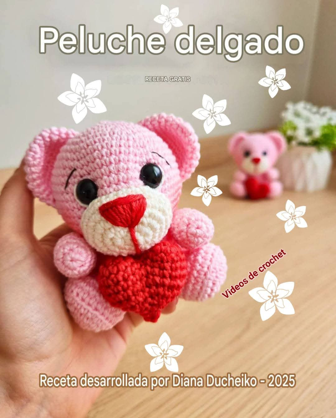 Patrón de gusano rosa con corazón vibrador