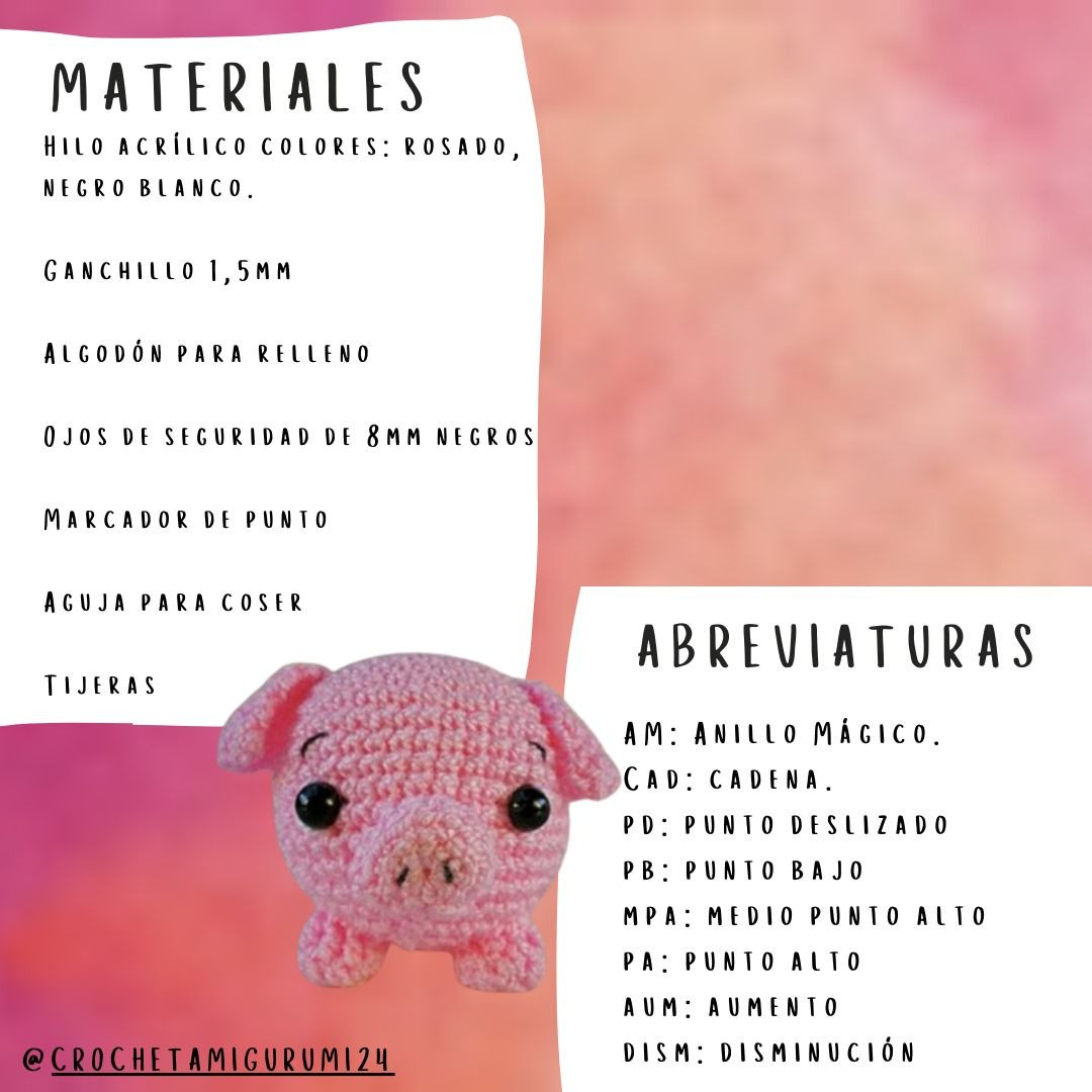 Patrón de Llavero de Chancho Amigurumi: Guía Paso a Paso con Materiales y Abreviaturas