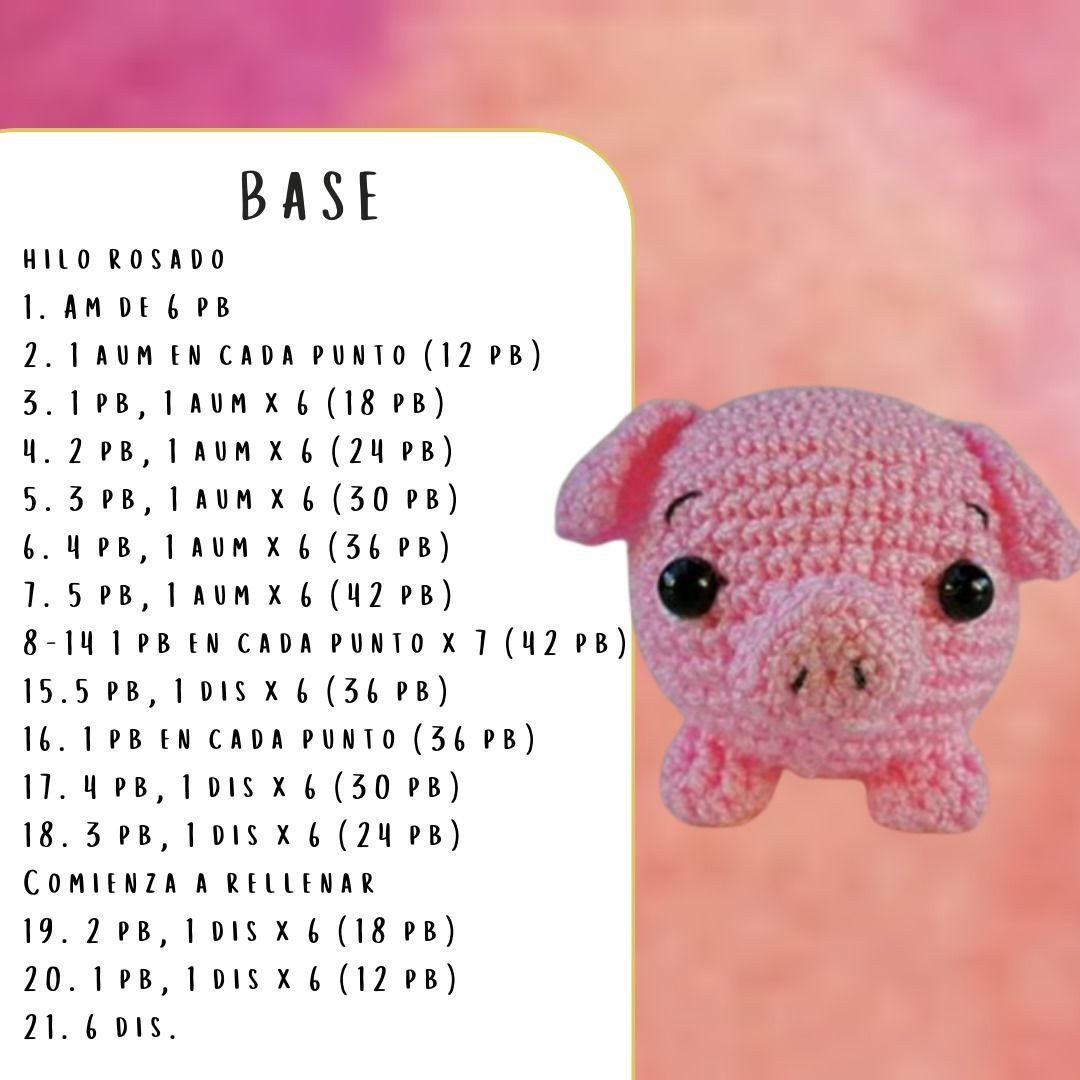 Patrón de Llavero de Chancho Amigurumi: Guía Paso a Paso con Materiales y Abreviaturas