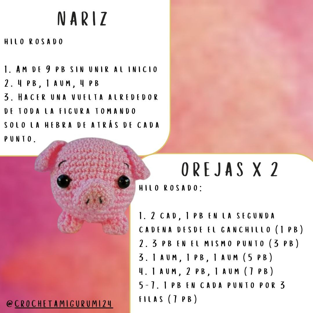 Patrón de Llavero de Chancho Amigurumi: Guía Paso a Paso con Materiales y Abreviaturas