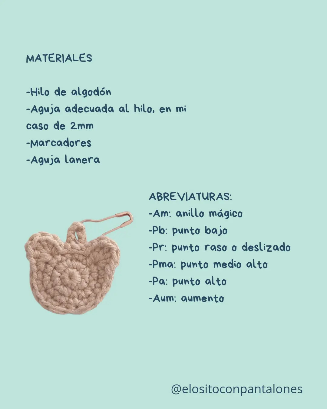 Patrón de marcadores de página crochet en forma de gusano con números bordados