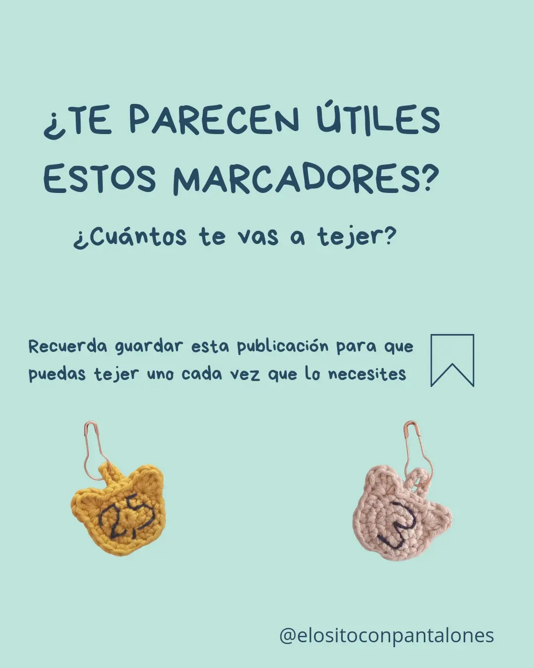 Patrón de marcadores de página crochet en forma de gusano con números bordados