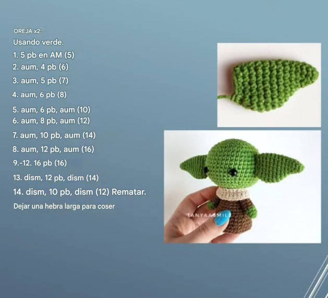 Patrón de Móc Len Baby Yoda - Amigurumi