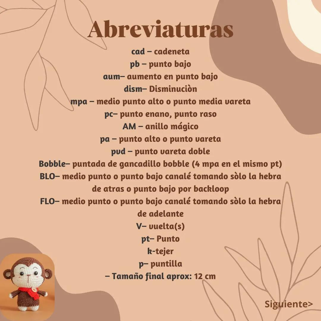 Patrón de Mono Lindo Amigurumi con Bufanda Roja