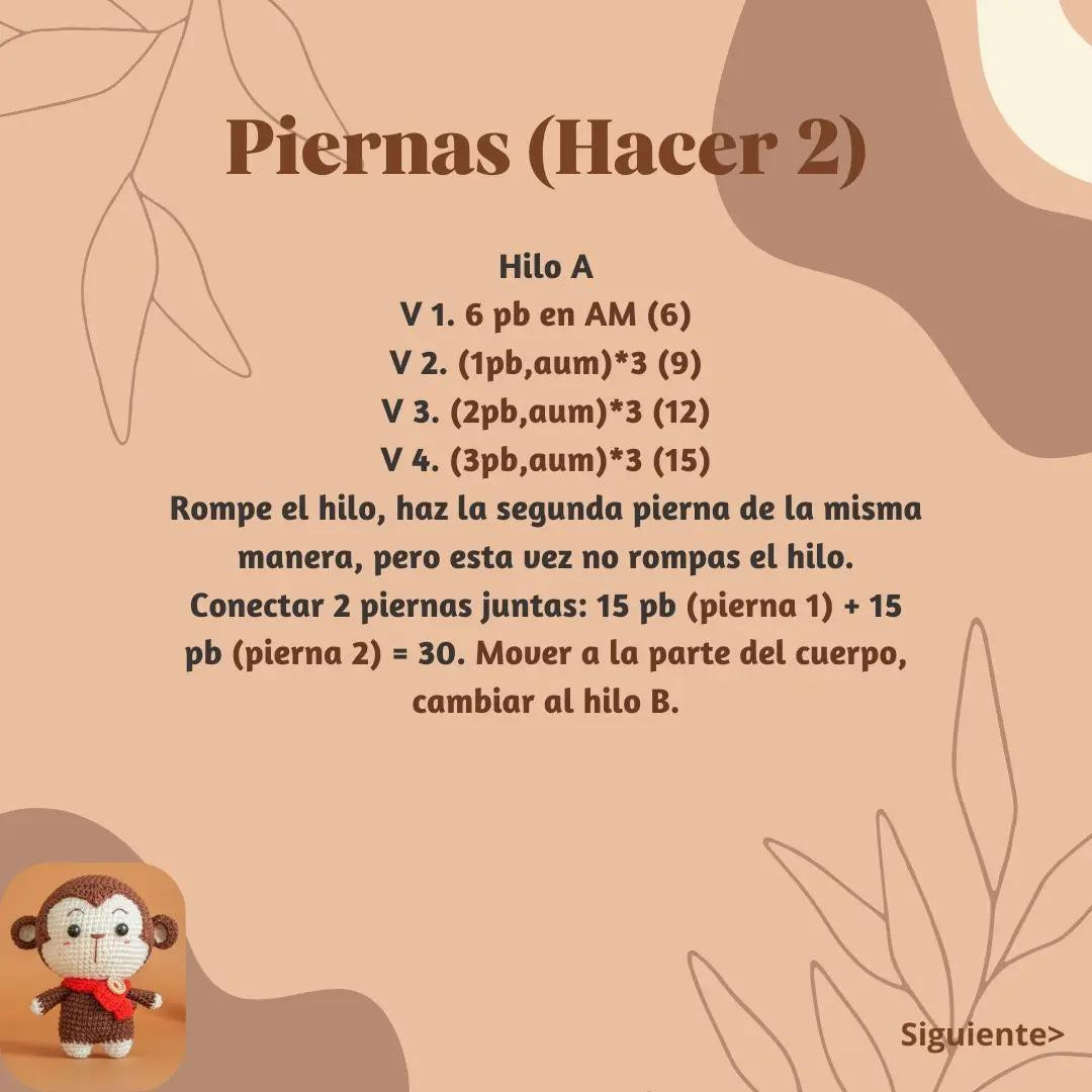 Patrón de Mono Lindo Amigurumi con Bufanda Roja