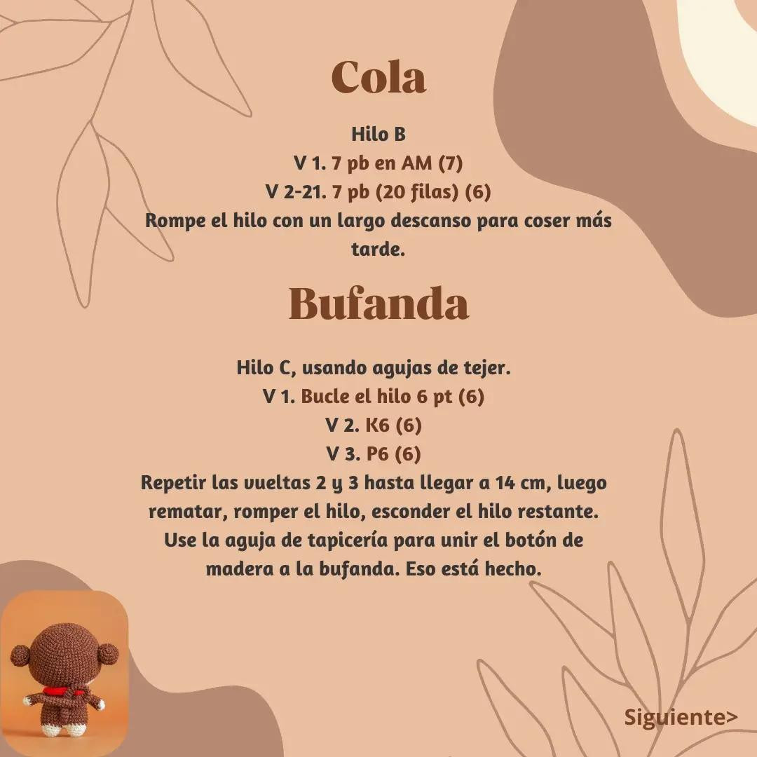 Patrón de Mono Lindo Amigurumi con Bufanda Roja