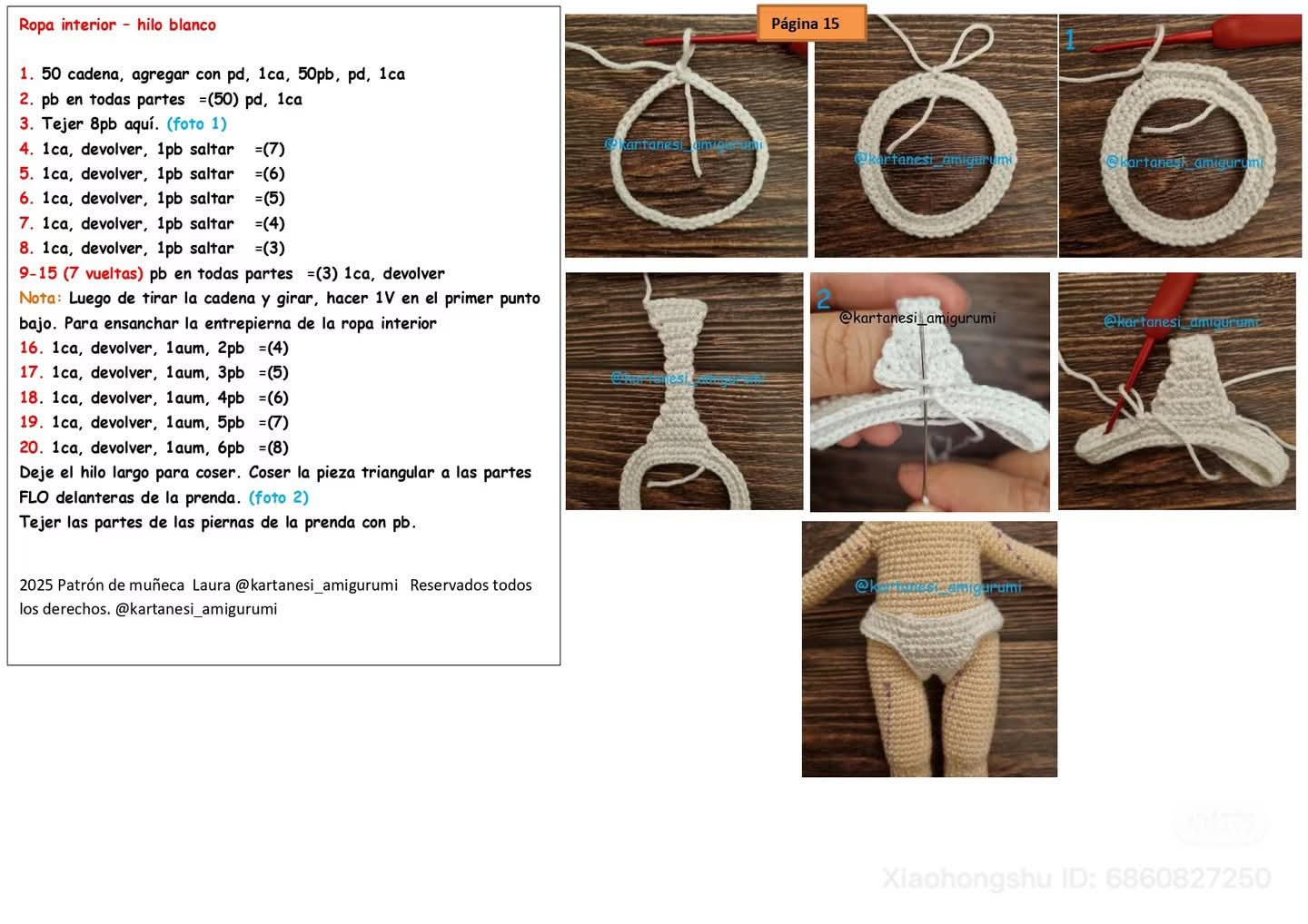 Patrón de muñeca Laura: Búp bê móc len công chúa biển