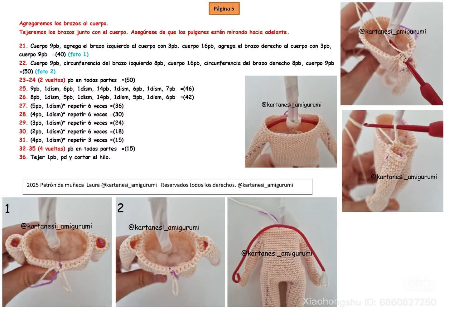 Patrón de muñeca Laura: Búp bê móc len công chúa biển