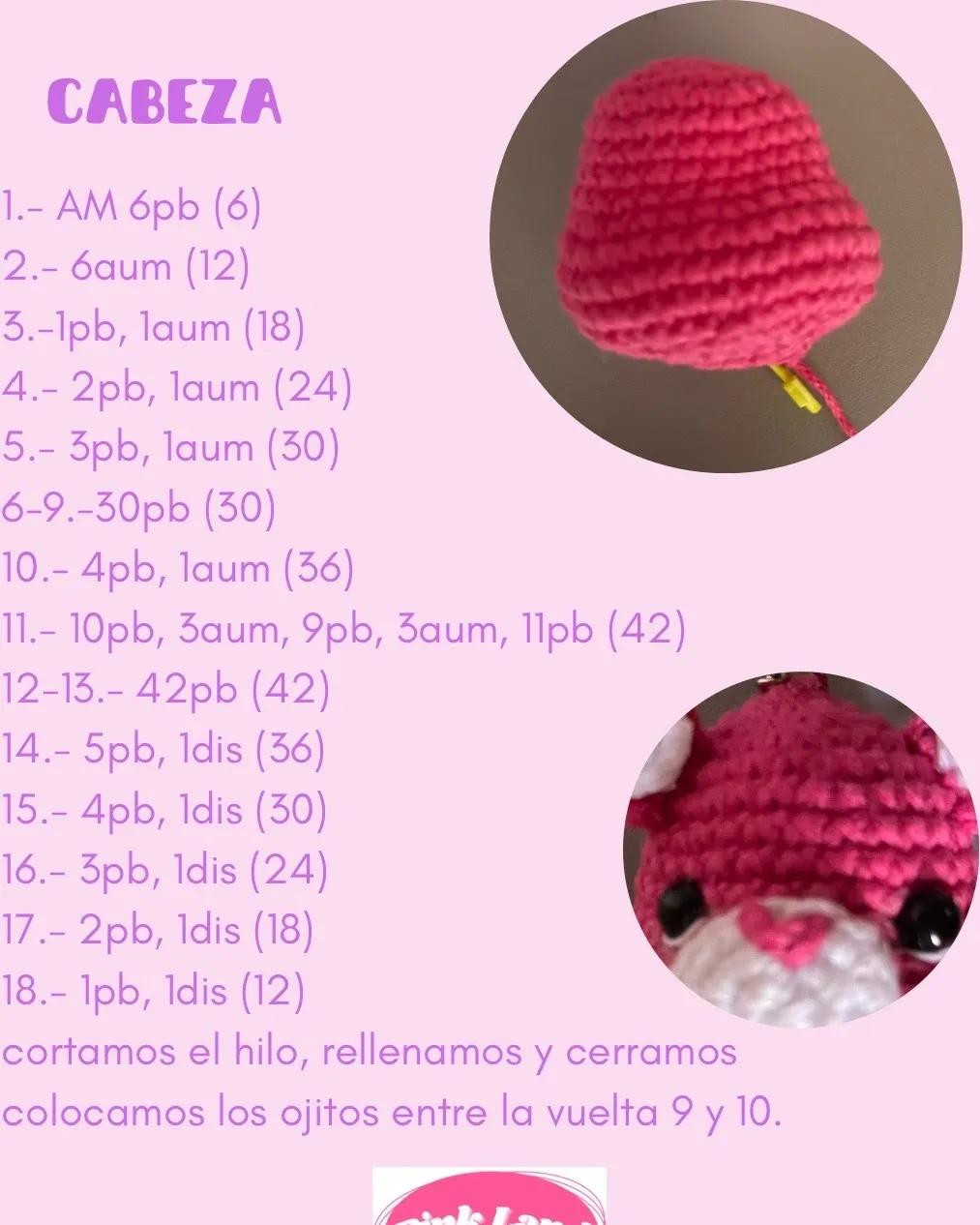Patrón de osito fucsia amigurumi