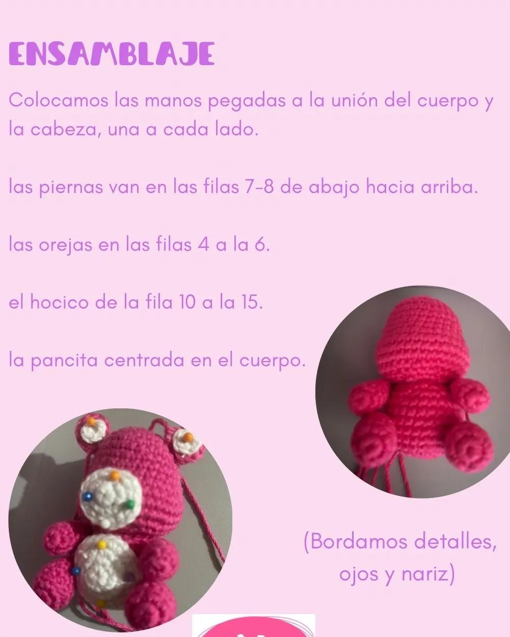 Patrón de osito fucsia amigurumi