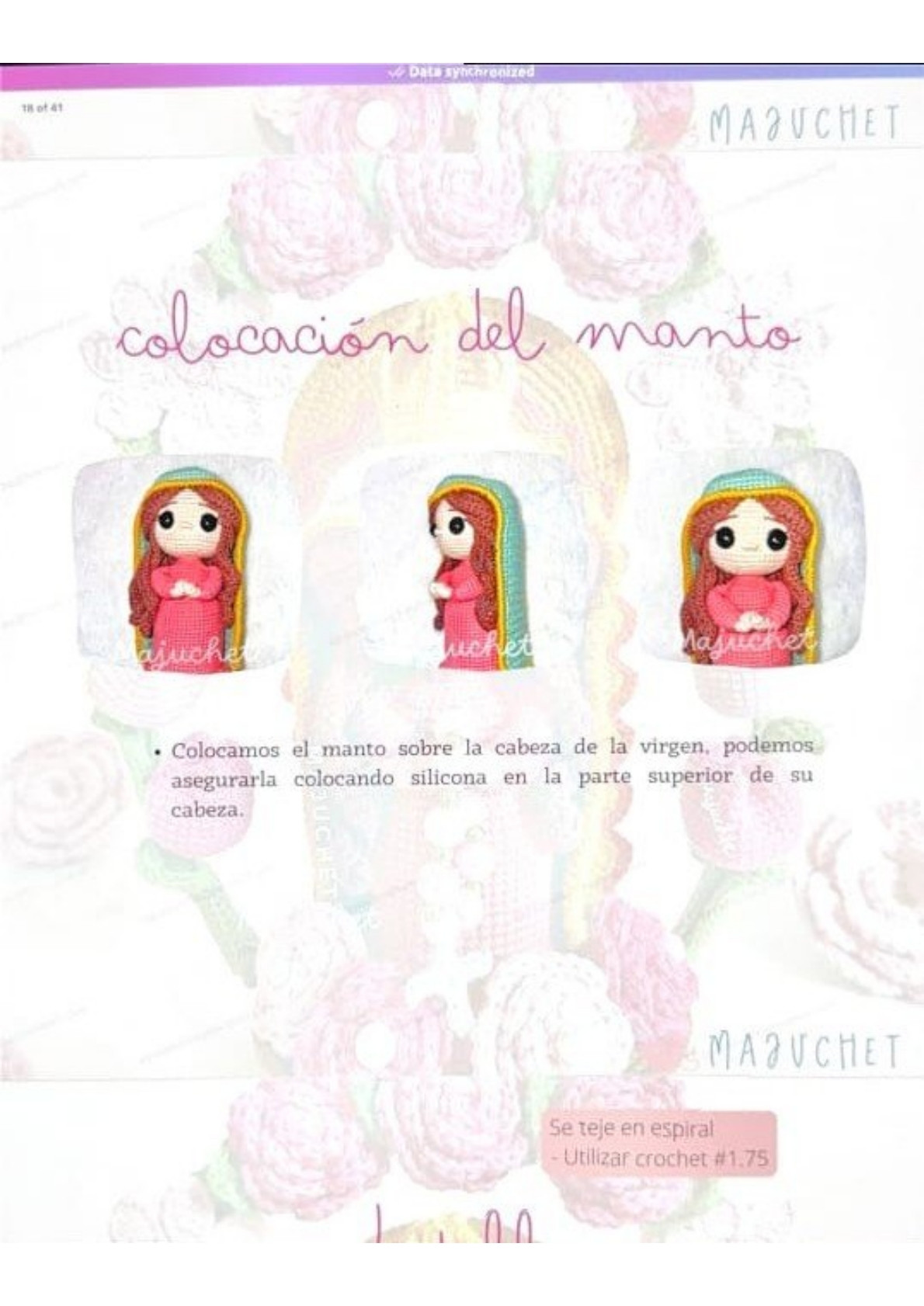 Patrón de pago: Amigurumi Virgen de Guadalupe con rosas