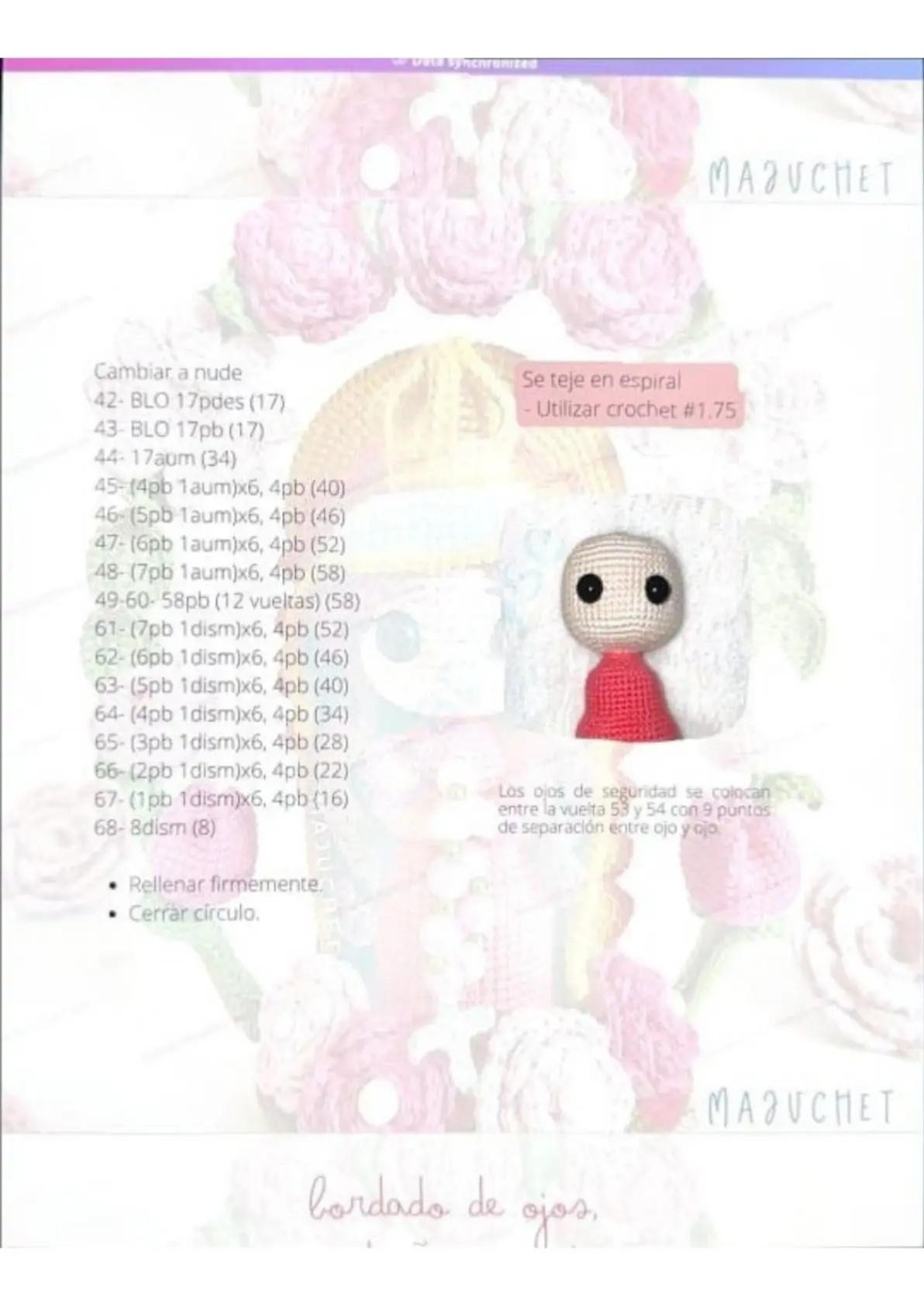 Patrón de pago: Amigurumi Virgen de Guadalupe con rosas