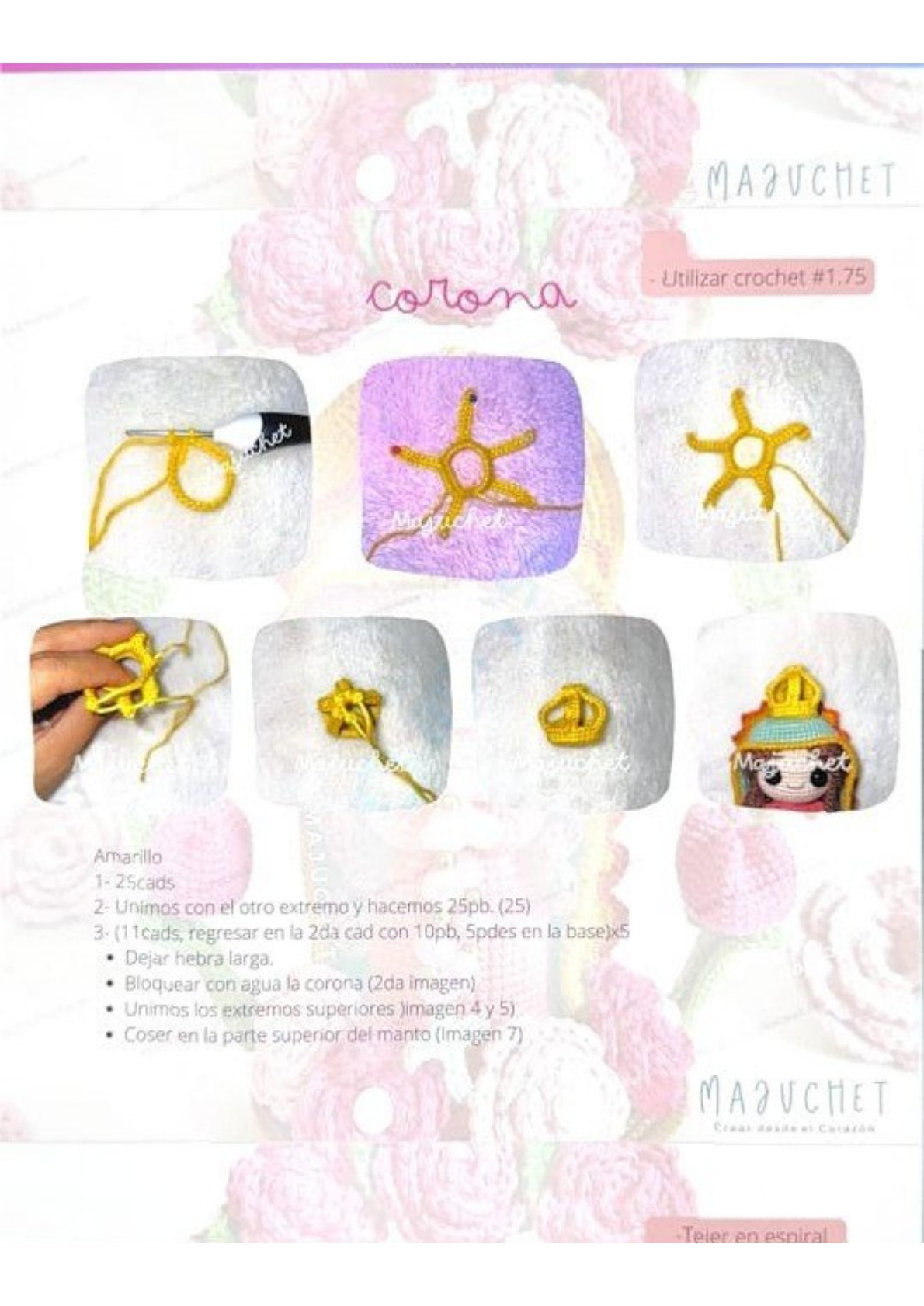 Patrón de pago: Amigurumi Virgen de Guadalupe con rosas