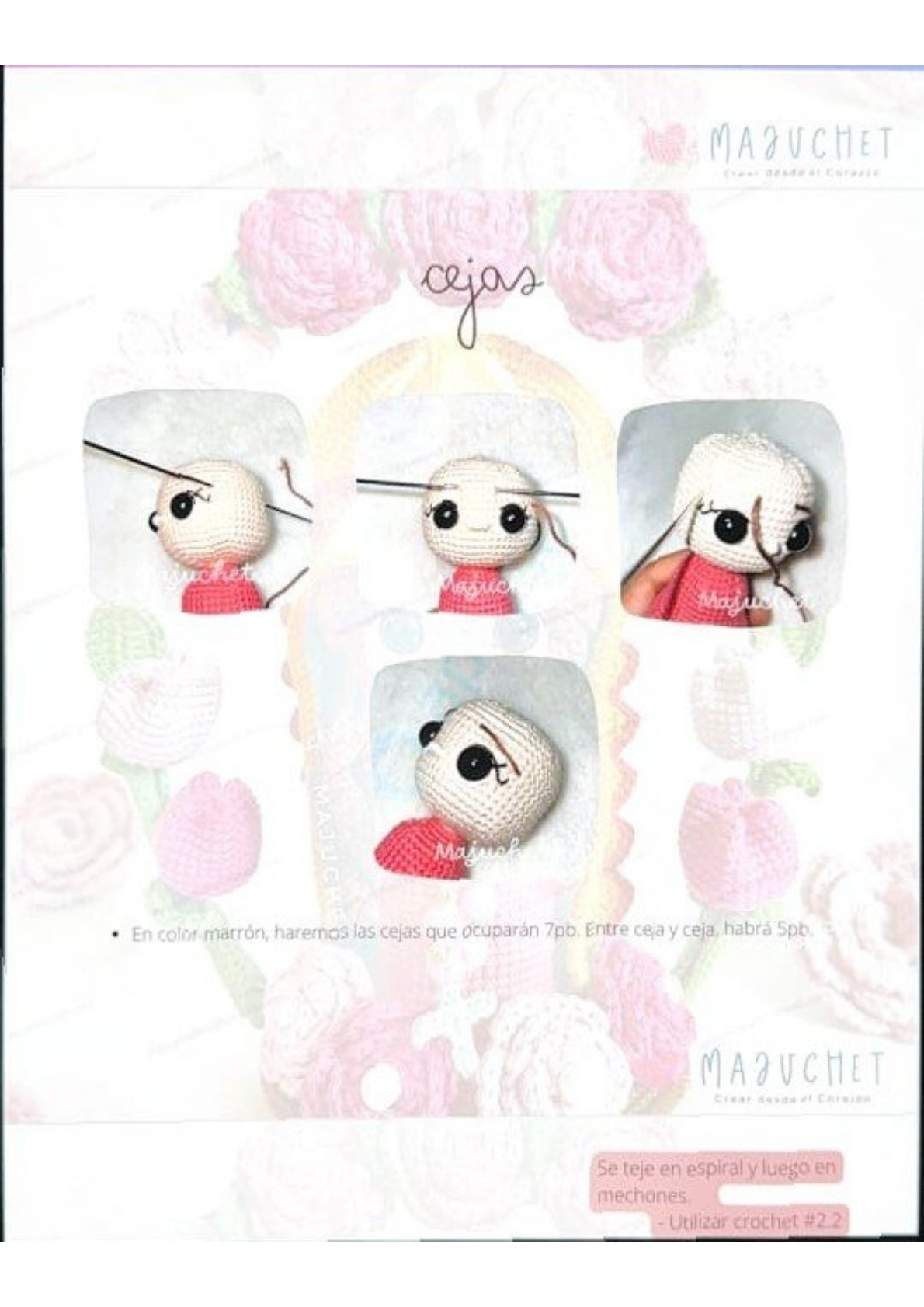 Patrón de pago: Amigurumi Virgen de Guadalupe con rosas