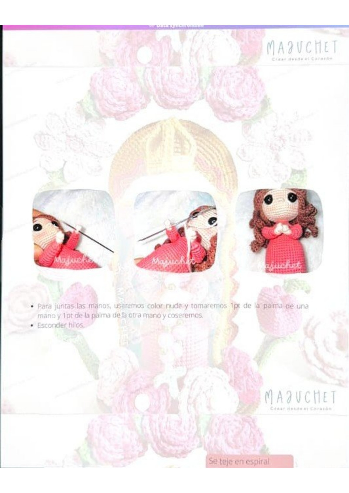 Patrón de pago: Virgen de Guadalupe amigurumi con rosas