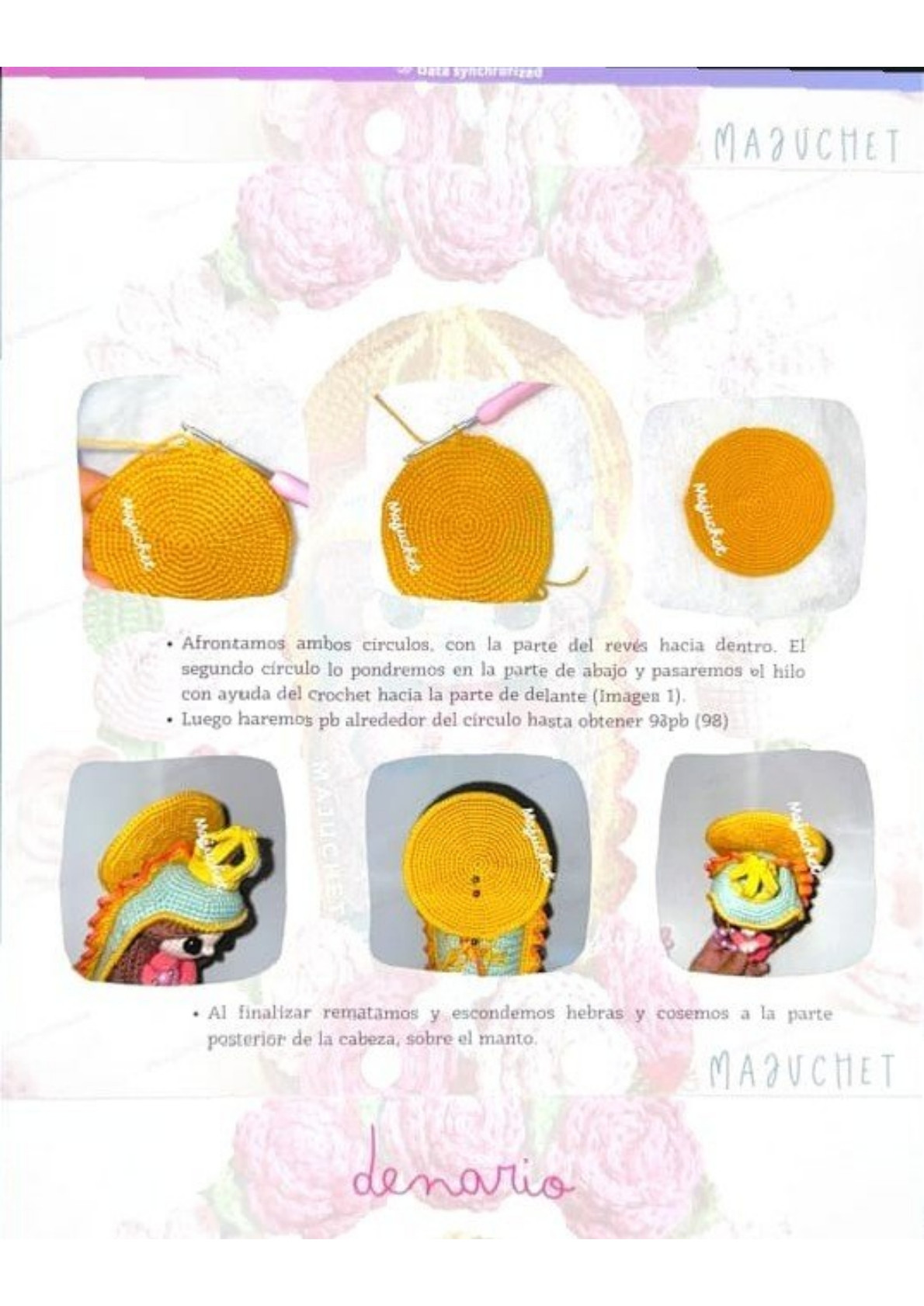 Patrón de pago: Virgen de Guadalupe amigurumi con rosas